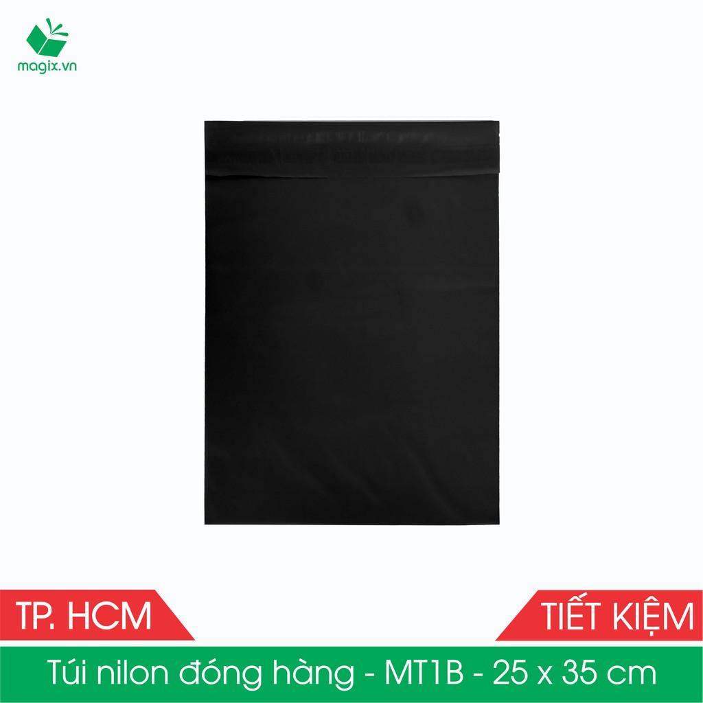 MT1B - 25x35 cm - Túi nilon TIẾT KIỆM gói hàng - 300 túi niêm phong đóng hàng màu ĐEN