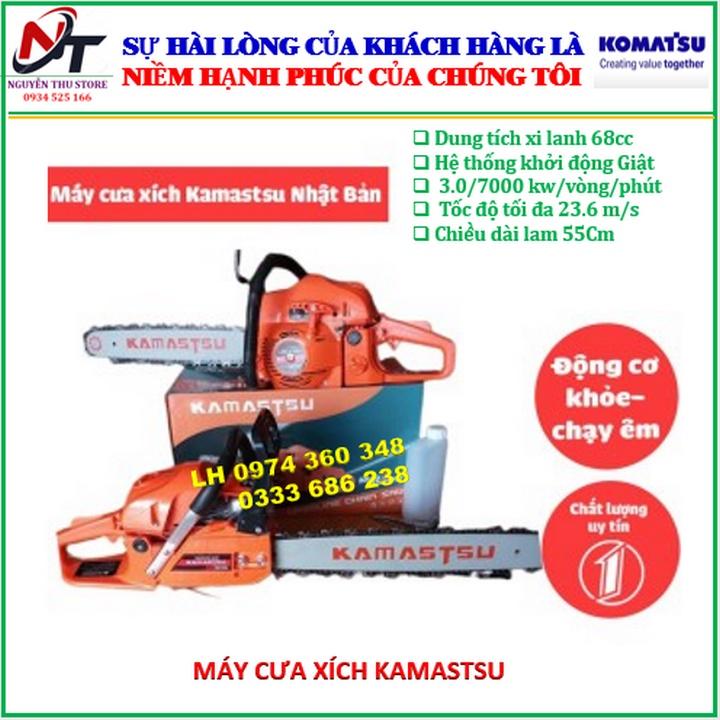 Máy cưa xích chạy xăng Kamastsu 68CC, máy cưa gỗ.