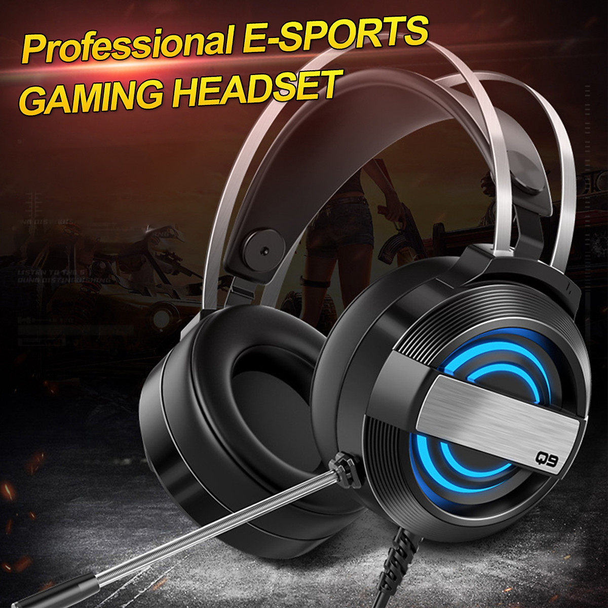 Tai Nghe Chụp Tai Gaming 7.1 VINETTEAM Q9 -Tai Nghe Game Thủ Chụp Tai Led RGB Công Nghệ Khử Tiếng Ồn Với Mic Arc- Hàng Chính Hãng