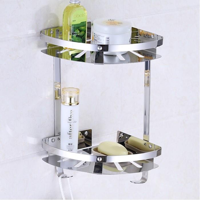 Kệ góc tường nhà tắm tam giác 2 tầng hợp kim nhôm