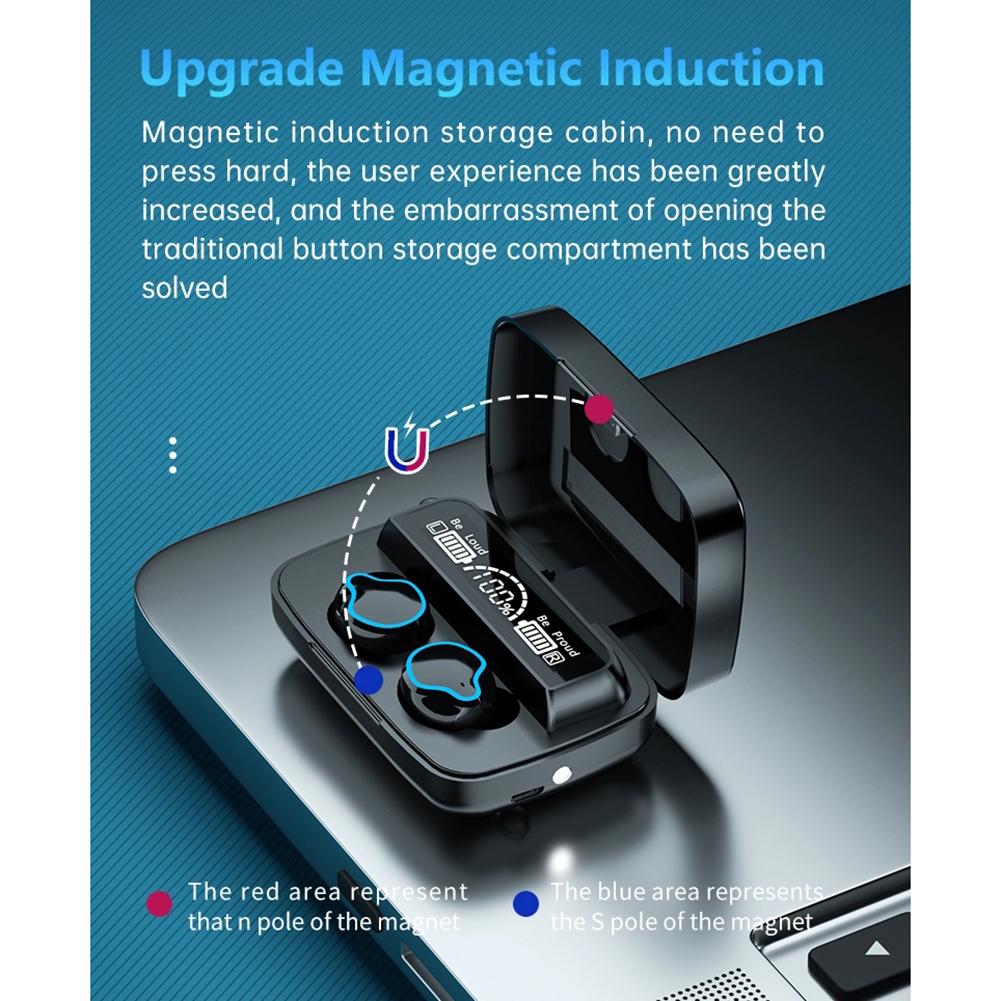 M9 Tws 5.1 Waterproof Wireless  Headphones With Digital Display Bluetooth-compatible V5.1 Ipx7 Waterproof Led Flashlight Earphone