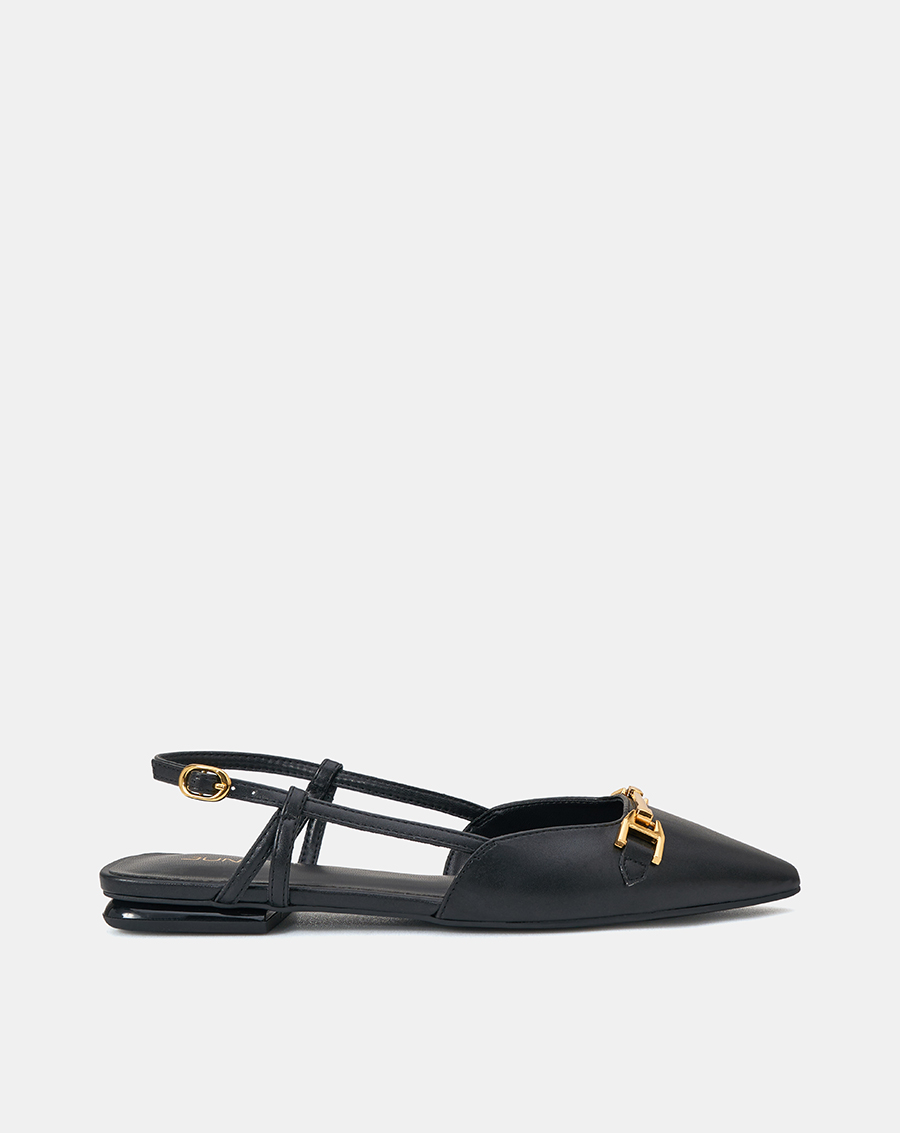 Giày Búp Bê Nữ 3cm Thời Trang JUNO Slingback Trang Trí Khóa BB03122