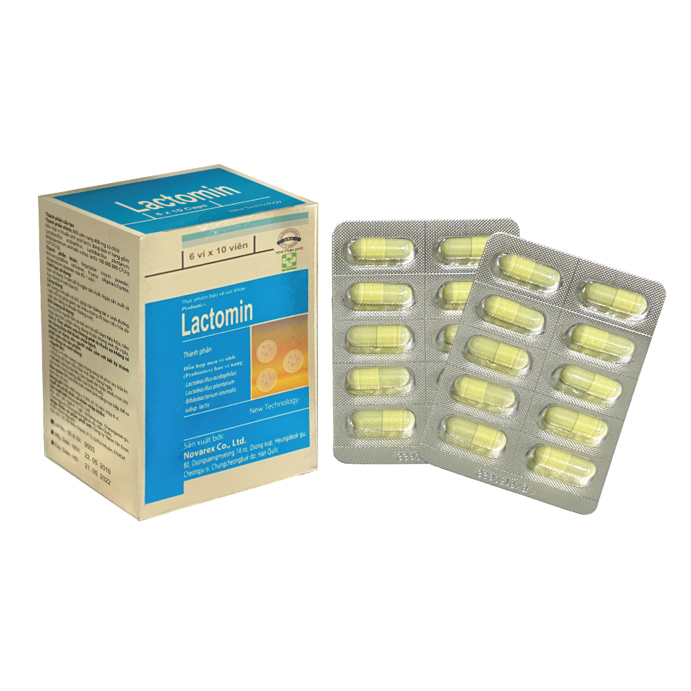 Lactomin bổ sung 3 loại men vi sinh có ích được bao vi nang, dùng cho người bị tiêu chảy, táo bón, dùng kháng sinh dài ngày