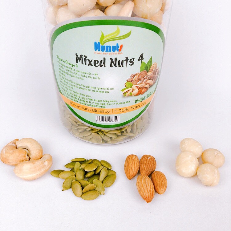 MIX 4 HẠT DINH DƯỠNG NUNUTS MÃ NN4 HŨ 500G