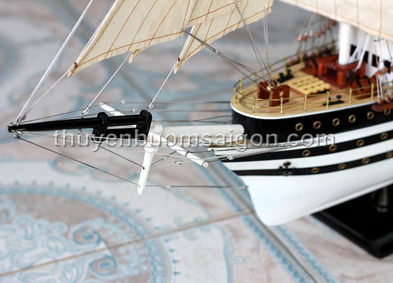 Thuyền gỗ Amerigo dài 108cm trang trí nhà cửa, hàng cao cấp, gỗ tự nhiên, mô hình con tàu cổ châu âu hàng thủ công tinh xảo