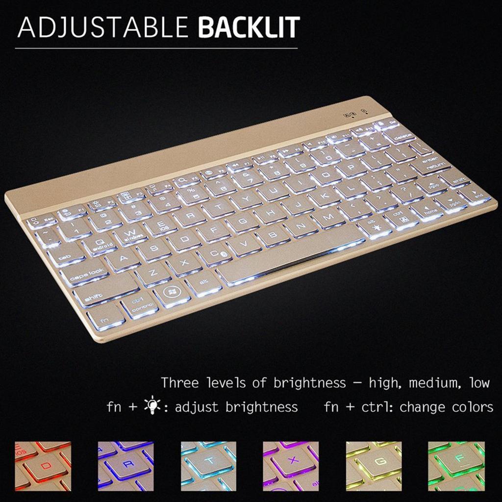 Bluetooth 3.0 Wireless Keyboard 7 Colour Backlit for Android Windows IOS