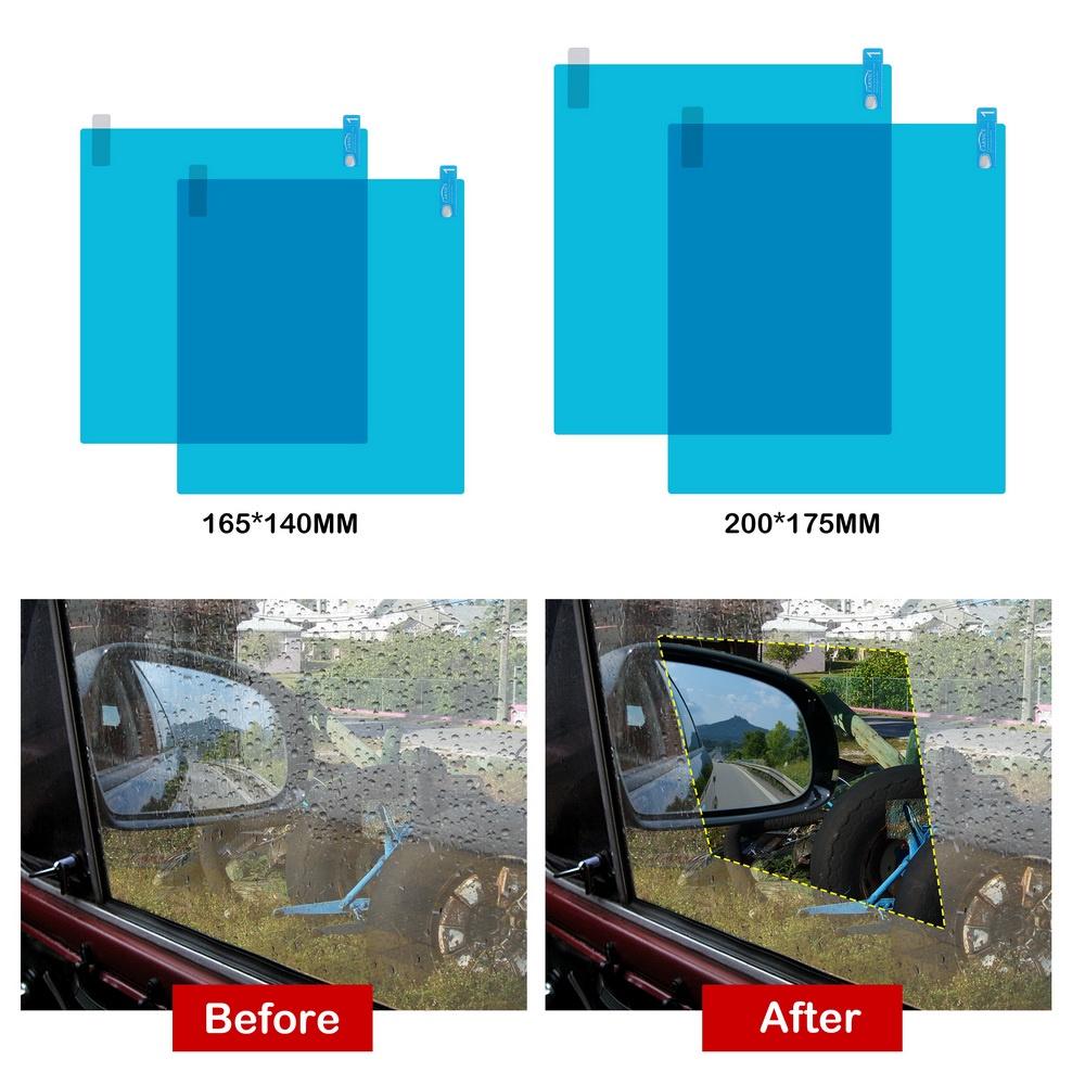 Set 2 miếng dán kính cửa sổ xe hơi trong suốt chống nước chống sương mù