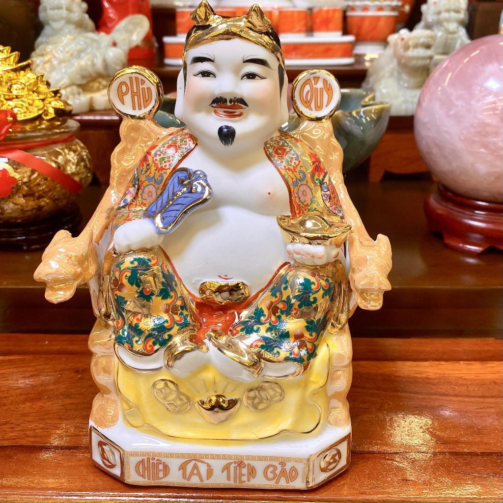 Tượng thần tài, thổ địa gấm đỏ RỒNG VIỆT, tượng thần phát gốm sứ cao cấp