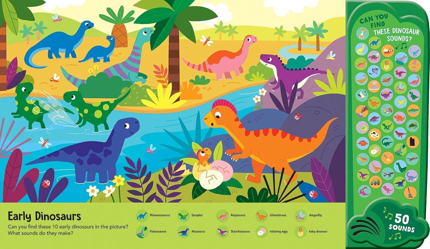 Sách Look And Find - 50-Button Mega Sound Book - Dinosaurs