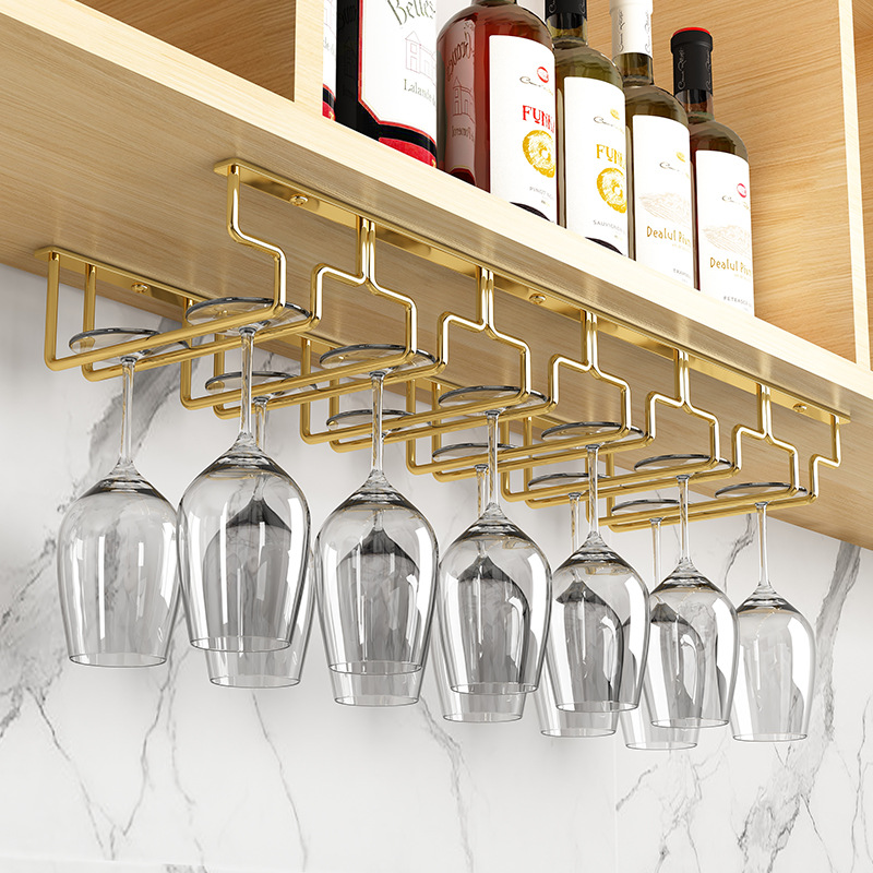 Giá Treo Ly Rượu Inox Mạ Vàng Quầy Bar 9-12 Ly Cao Cấp - Hàng Nhập Khẩu