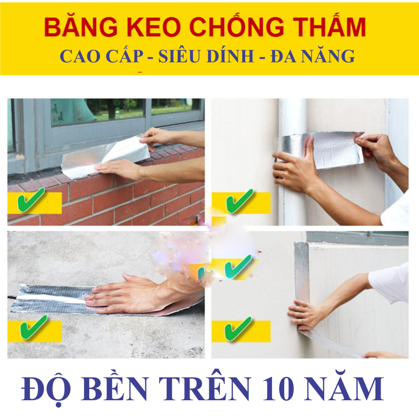 combo 2 cuộn Băng keo chống thấm, chống dột cao cấp Bosui Nhật Bản siêu dính đa năng khổ 20cm x 5m