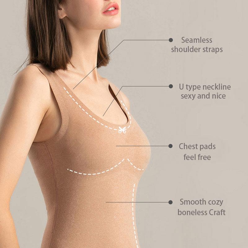 Mùa Đông Nhiệt Áo Sơ Mi Nữ Không Tay Quần Lót Thun Áo Vest Nhung Nữ Miếng Lót Ngực Liền Mạch Giữ Ấm Giữ Nhiệt Áo Nữ