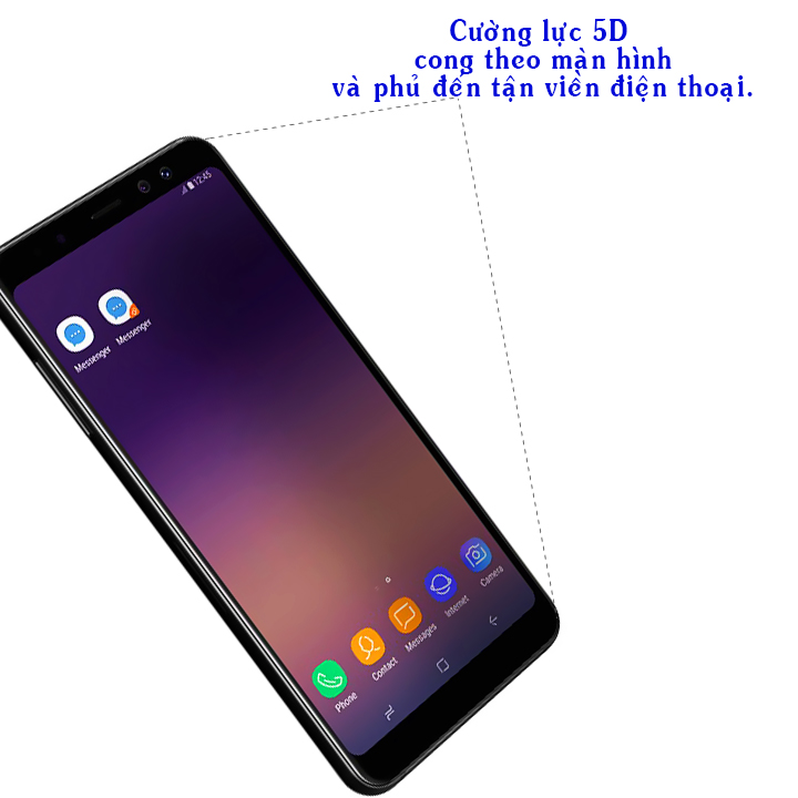 Kính Cường Lực Cho Samsung Galaxy A8 Plus 2018 - Full Màn Hình - Màu Đen - Hàng Chính Hãng