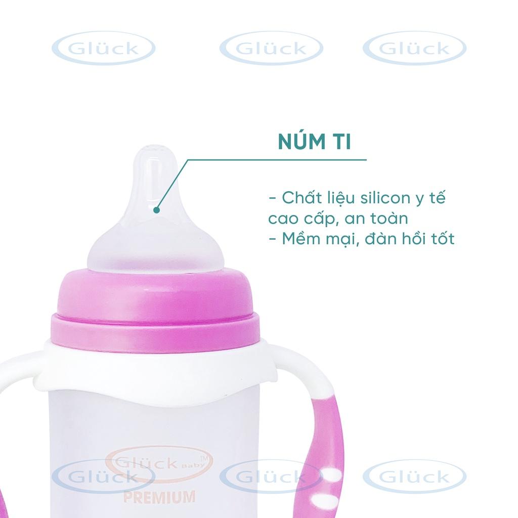 Bình sữa cho bé chất liệu thủy tinh bọc Silicon GS240 Gluck Official