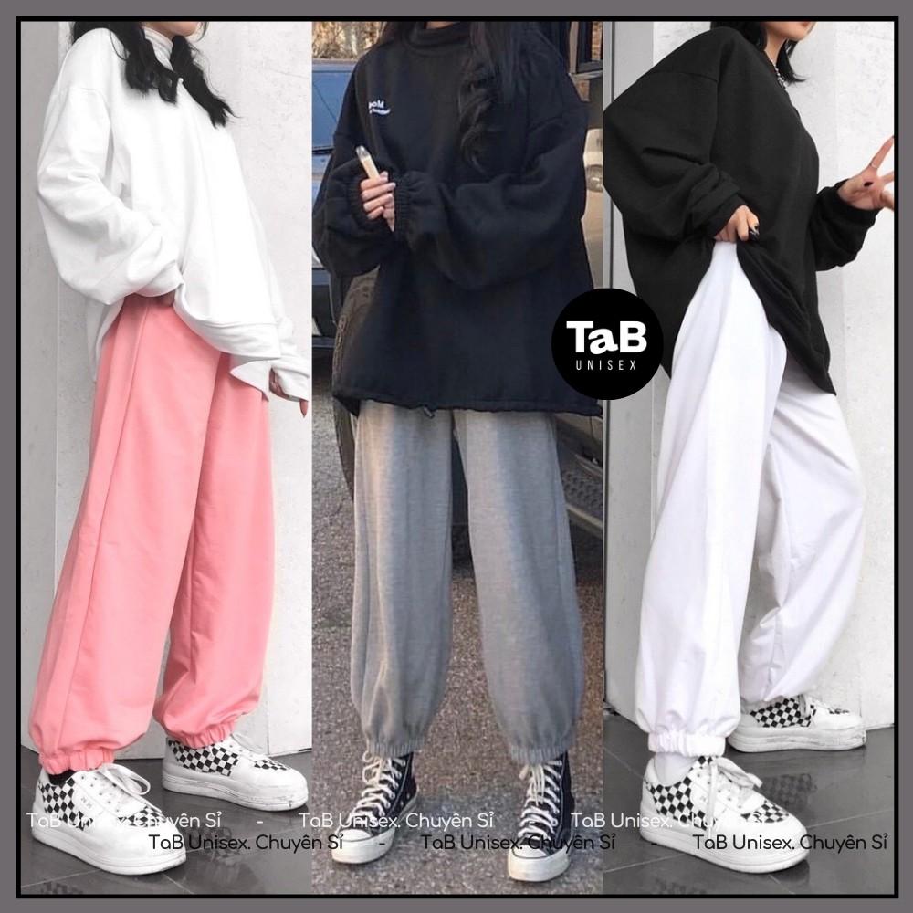 Quần jogger basic nữ ống rộng kiểu ulzzang có bo ống (ẢNH THẬT) - TAB UNISEX