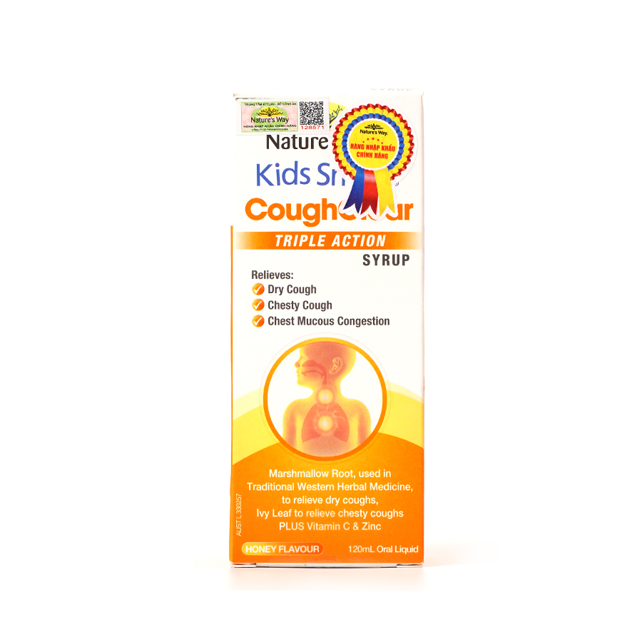 Siro Uống Nature’s Way Giảm Ho, Long Đờm, Tăng Cường Sức Khoẻ Hệ Hô Hấp 200ml Kids Smart Cough Clear Triple Action Syrup