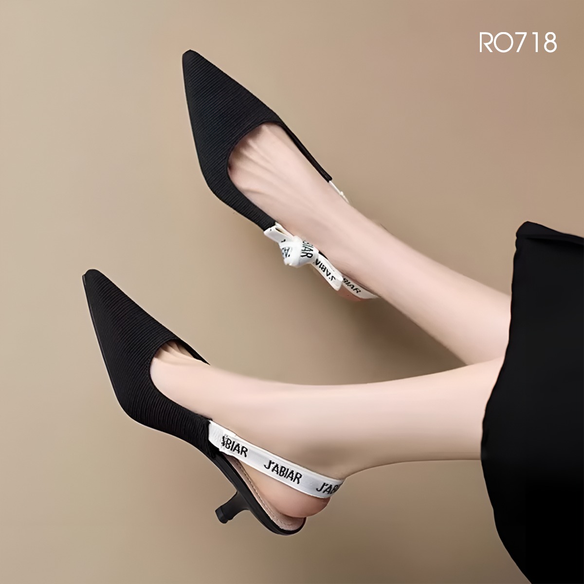 Giày cao gót nữ mũi nhọn, quai sau ROSATA RO718 -5p- Đen - HÀNG VIỆT NAM-BKSTORE