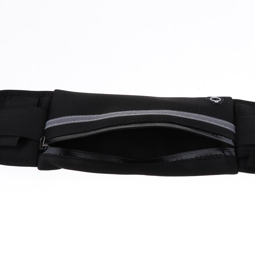 2 Pieces Waterproof Running Jogging Belt Bum Waist Pouch Fanny Pack Black