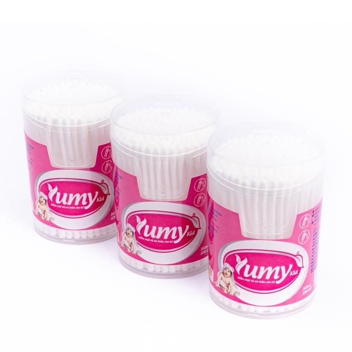 Lốc 12 hộp Tăm bông Yumy trẻ em thân nhựa hộp vát 160 que SPB-027