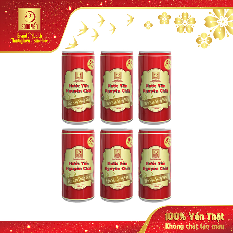 Combo 6 Lon Nước Yến Nguyên Chất Song Yến 190ml