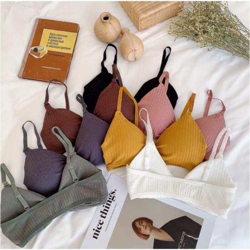 ÁO BRA COTTON NƠ ĐIỆU SANG CHẢNH ĐỆM DÀY KHÔNG GỌNG