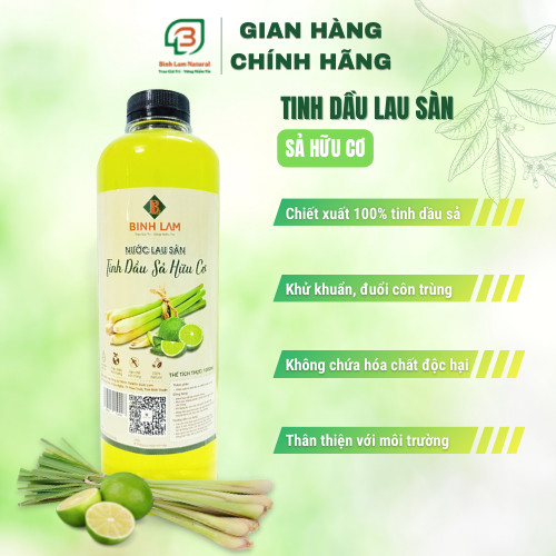 Nước Lau Sàn Tinh Dầu Sả Chanh Hữu Cơ Khử Mùi Đuổi Muỗi Côn Trùng 1000ml