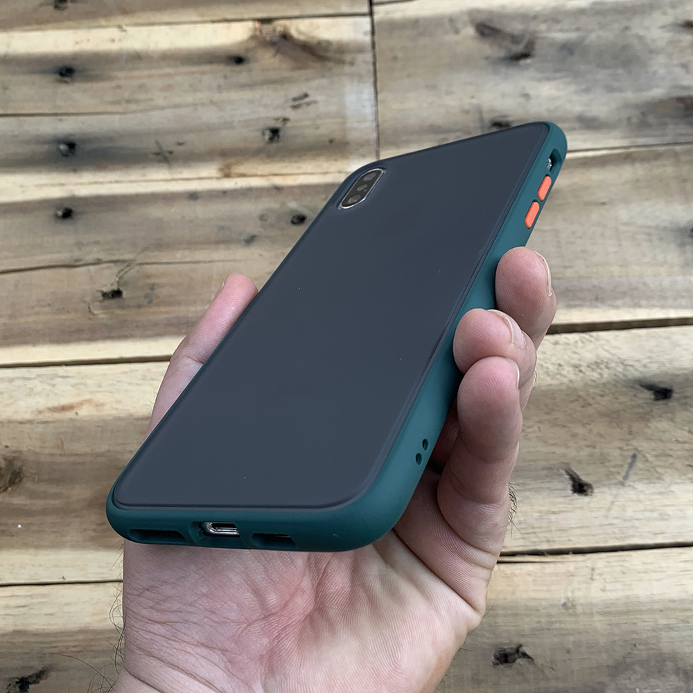 Ốp lưng chống sốc dành cho iPhone XS Max nút màu cam - Màu xanh đậm