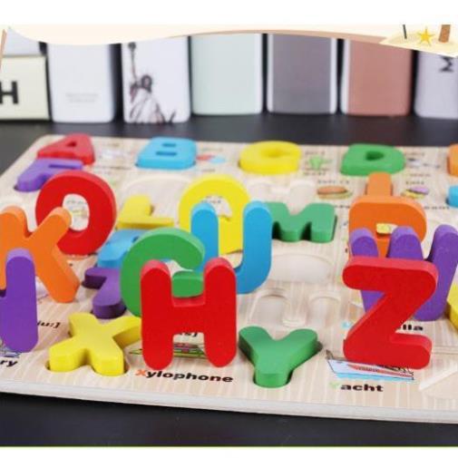 Bảng chữ cái Việt- ANh, bảng chữ số và phép tính bằng gỗ cho bé từ 2-6 tuổi an toàn không phai màu khi dùng