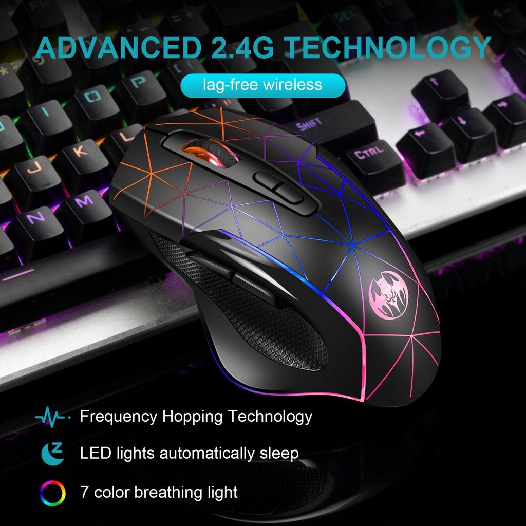 Chuột Gaming Không Dây 2022 Dạ Quang 7 MàU 2.4G