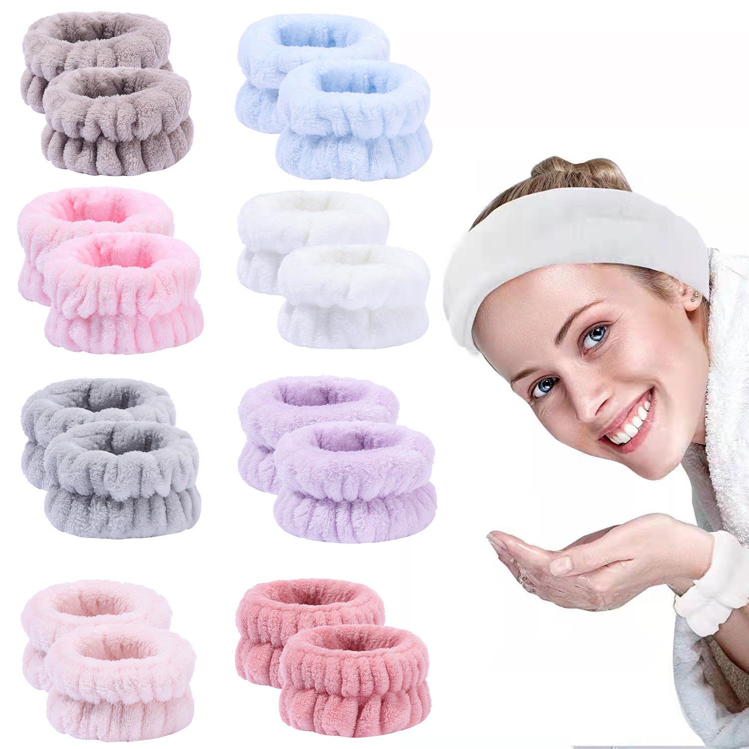 4 cặp cổ tay spa washband microfiber cổ tay rửa băng dây đeo cổ tay để rửa mặt dây đeo cổ tay Color: 4