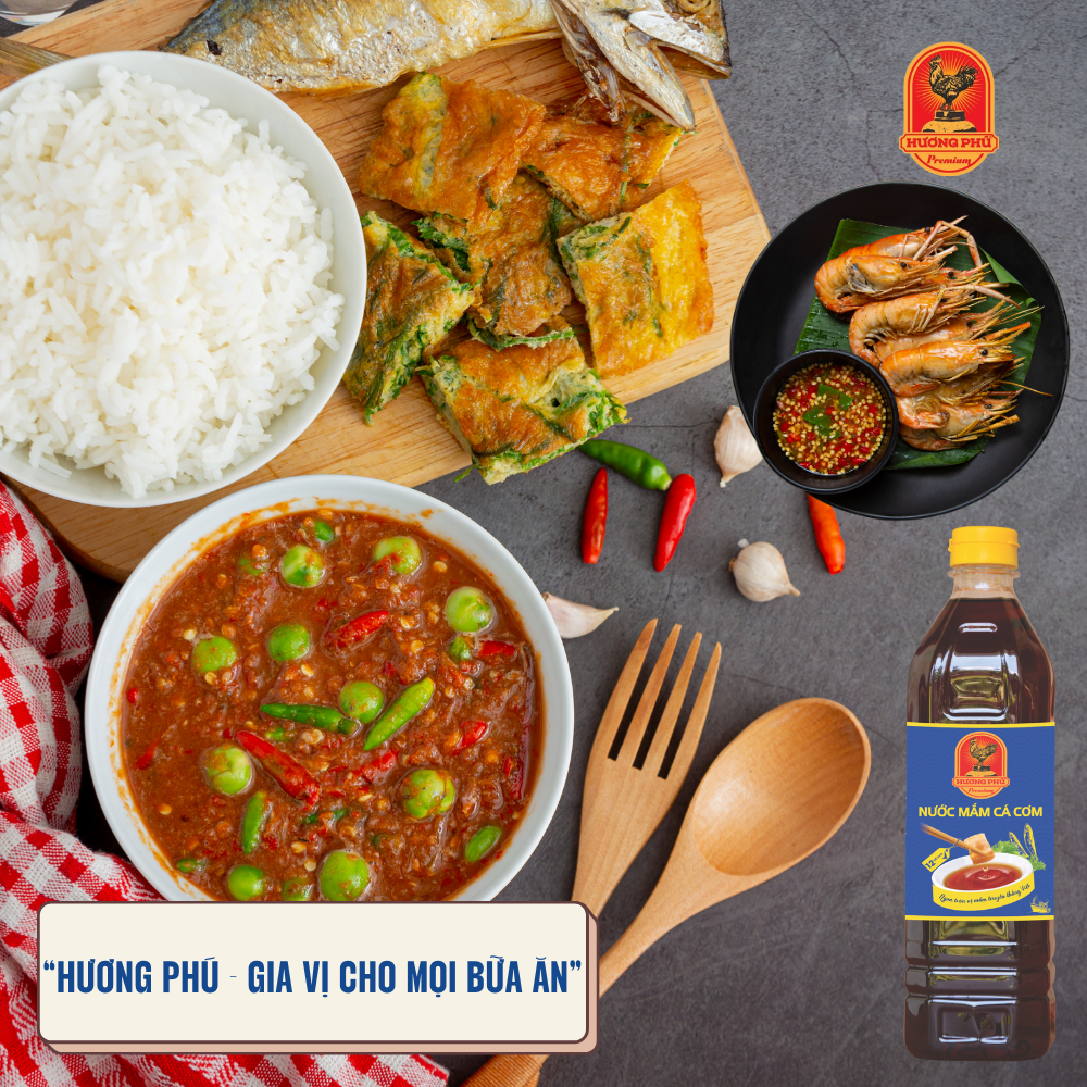 Nước mắm cá cơm Hương Phú 12 độ đạm 1000ML - Thùng 12 chai - Hàng Chính Hãng