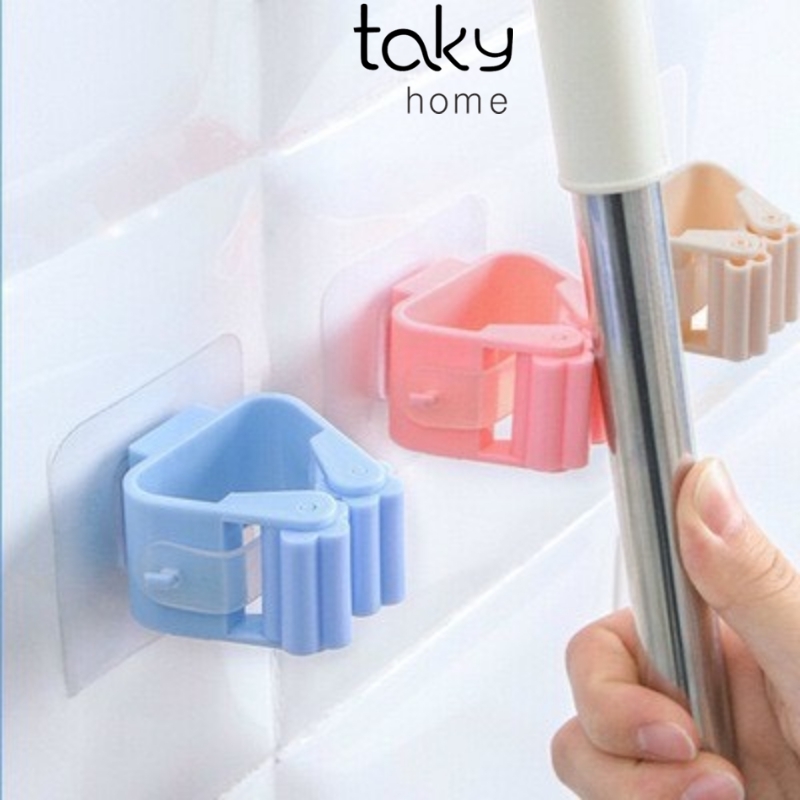 Kẹp Dán Tường Treo Chổi - Cây Lau Nhà Nhiều Màu Lựa Chọn, Móc Dính Tường Đa Năng, Gọn Gàng, Với Miếng Dán Siêu Chắc. TakyHome 4028