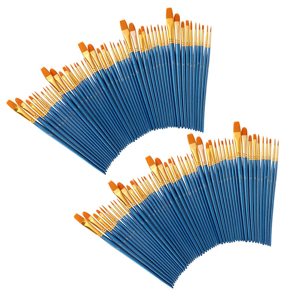 100 Miếng Gỗ Lông Nylon Tranh Bàn Chải cho Màu Nước Acrylic Tranh Sơn Dầu