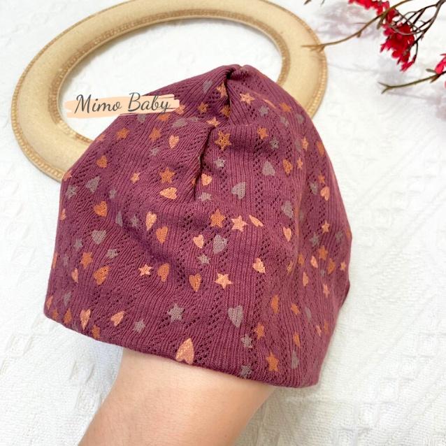 Mũ turban đính nơ xinh xắn màu tím nâu cho bé gái 6-10kg MTB84 Mimo Baby