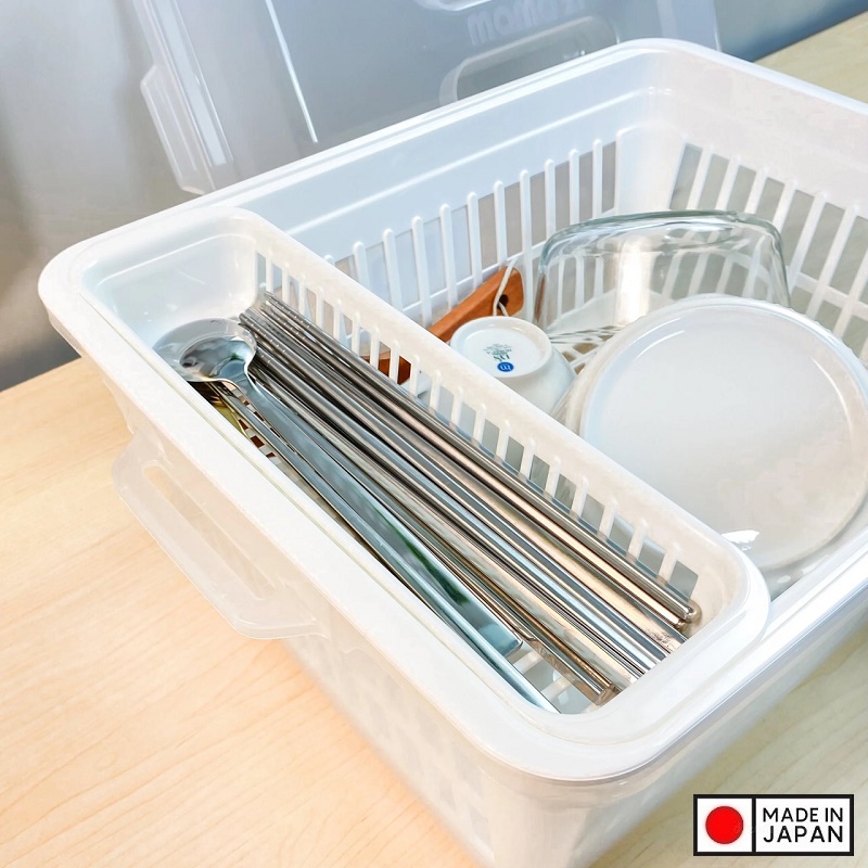 Combo khay bảo quản bát, đĩa có nắp đậy an toàn Inomata - Hàng nội địa Nhật Bản (#Made in Japan)