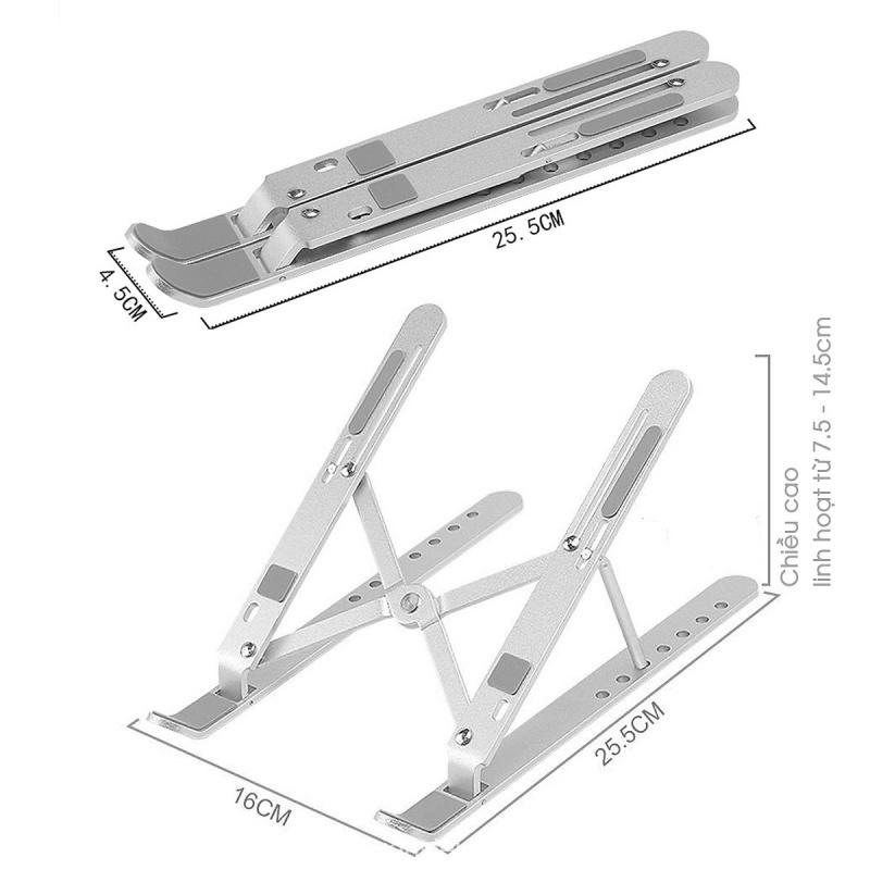 Giá đỡ ldành cho aptop, ipad, macbook, hợp kim nhôm, 7 nấc điều chỉnh độ cao