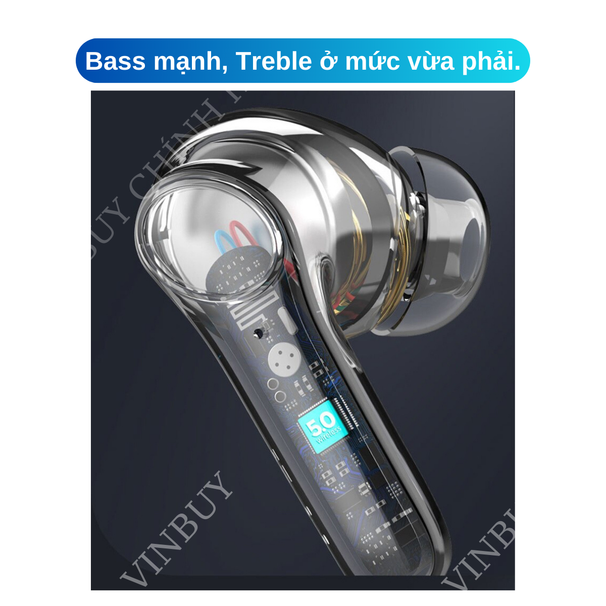 Tai Nghe Bluetooth Không Dây Nhét Tai Chống Ồn Cao Cấp V5.0 Chính Hãng Dùng Cho Iphone Samsung OPPO VIVO HUAWEI XIAOMI, Tai Nghe Không Dây - Hàng Chính Hãng VINBUY