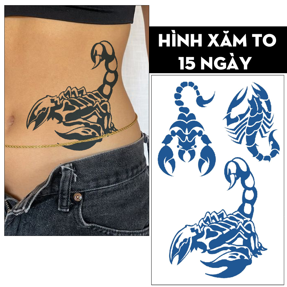 Tờ Xăm Miếng Dán Xăm Tattoo Tạm Thời 15 Ngày Không Trôi Chống Thấm Nước Bọ cạp Thần nông Thiên Yết Legaxi
