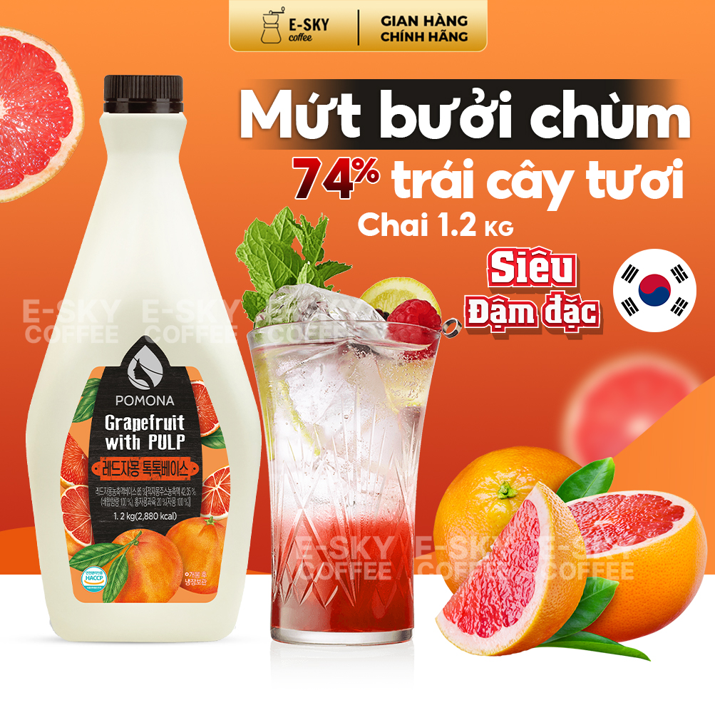 Mứt Bưởi Hồng Cô Đặc Pomona Grapefruit Concentrate Nguyên Liệu Pha Chế Trà Sữa Trà Trái Cây Hàn Quốc Hàn Quốc 1,2kg