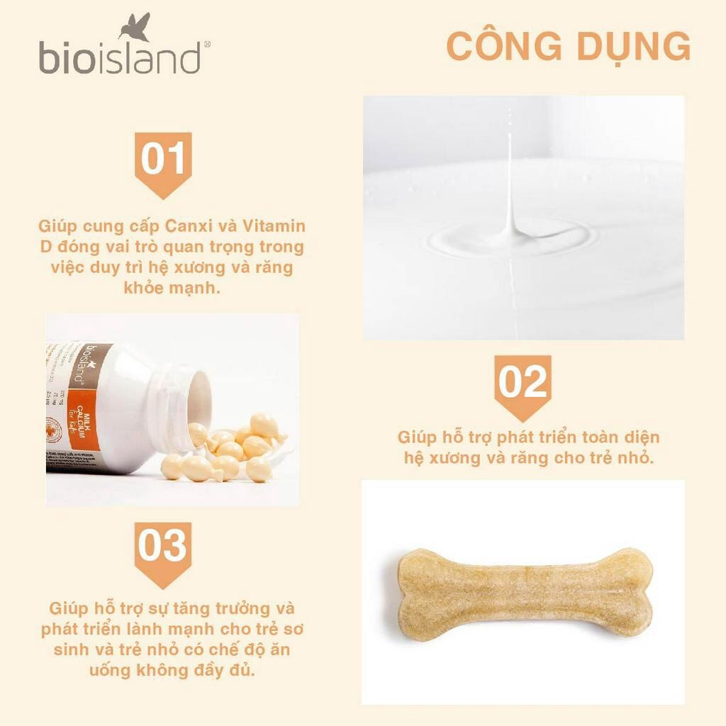 Viên uống Bio Island Milk Calcium cho bé giúp chắc khỏe hệ xương và răng 90 viên của Úc