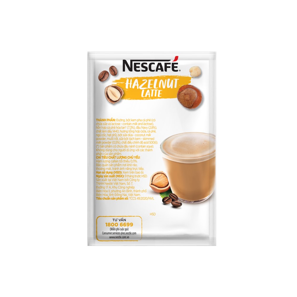 Combo 3 hộp cà phê hòa tan Nescafé Latte sữa hạt vị hạt phỉ (Hộp 10 gói x 24g) - [Tặng bộ 3 ly thủy tinh]