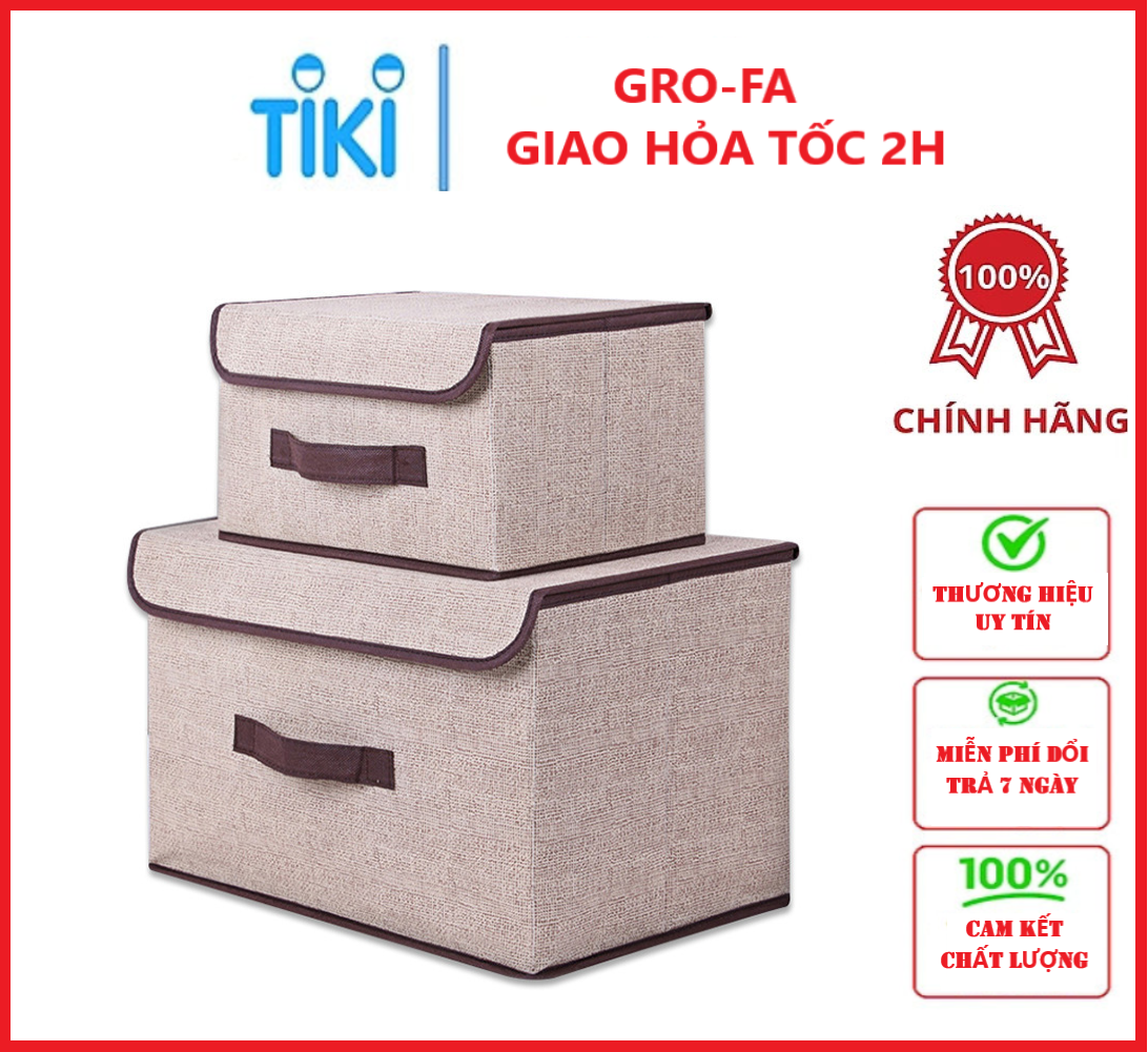 Combo 2 Hộp Vải ĐựngQuần Áo , Vật Dụng Có Thể Xếp Gọn Khi Không Sử Dụng - Chính Hãng GROFA