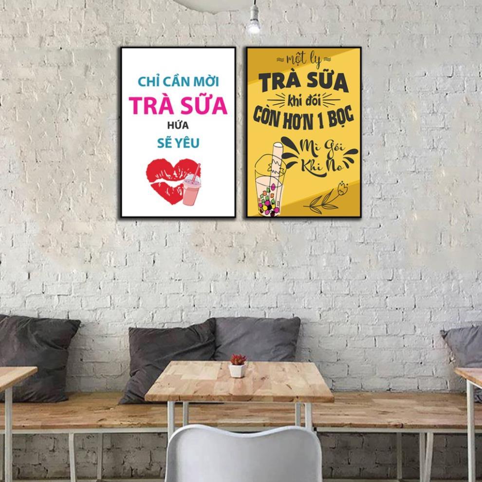 Tranh treo tường trang trí quán trà sữa dễ thương