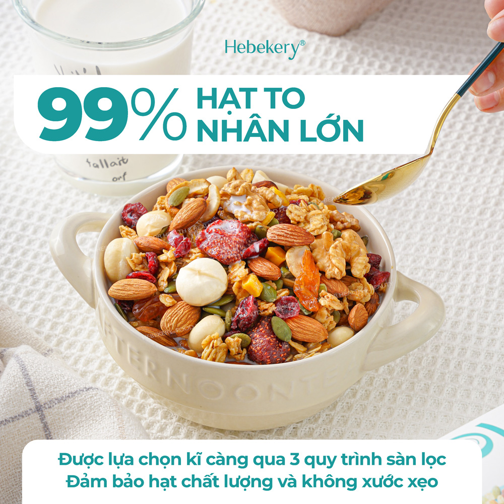 500gr Granola Siêu Hạt Vị Truyền Thống, Cacao, Matcha - Ngũ Cốc Dinh Dưỡng HEBEKERY by HEBE