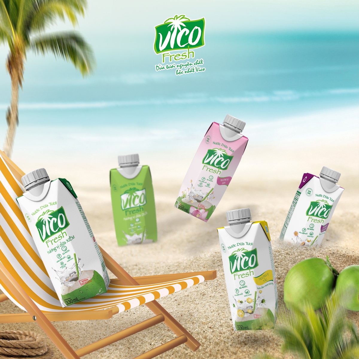 2 HỘP NƯỚC DỪA VICO FRESH 1L