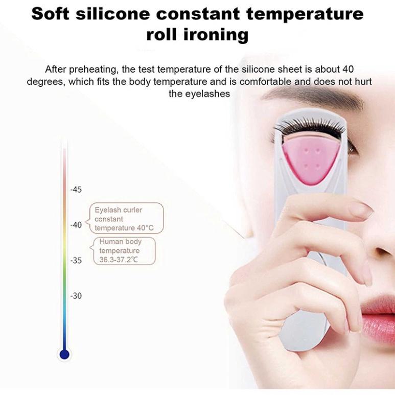 Kẹp Uốn Mi Điện Tử Bằng Silicone Tự Động Làm Nóng Nhanh Tự Động.MMM