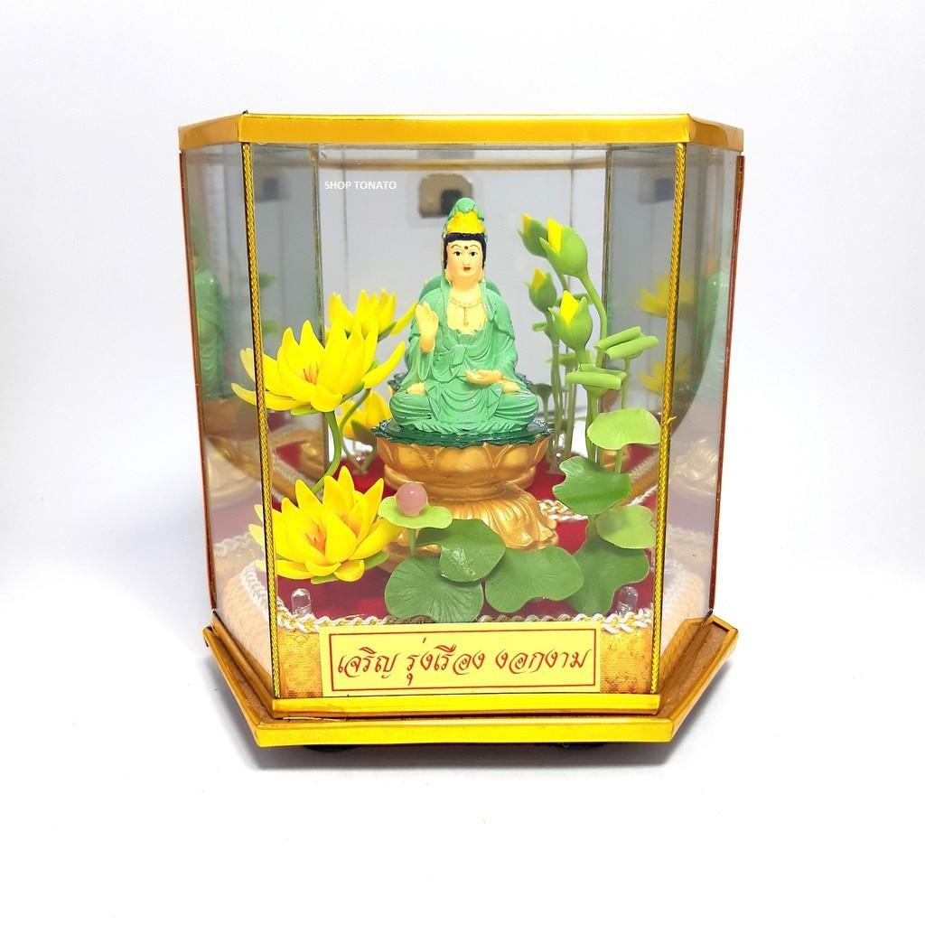 PHẬT QUAN ÂM NGỒI NHỎ HỘP ĐÈN CAO 15CM