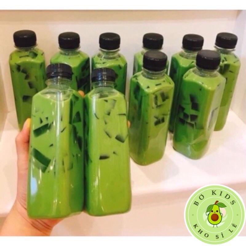 Chai nhựa vuông nắp đen 330ml, 450ml Việt Nhật - Chai đựng trà sữa, trà thái