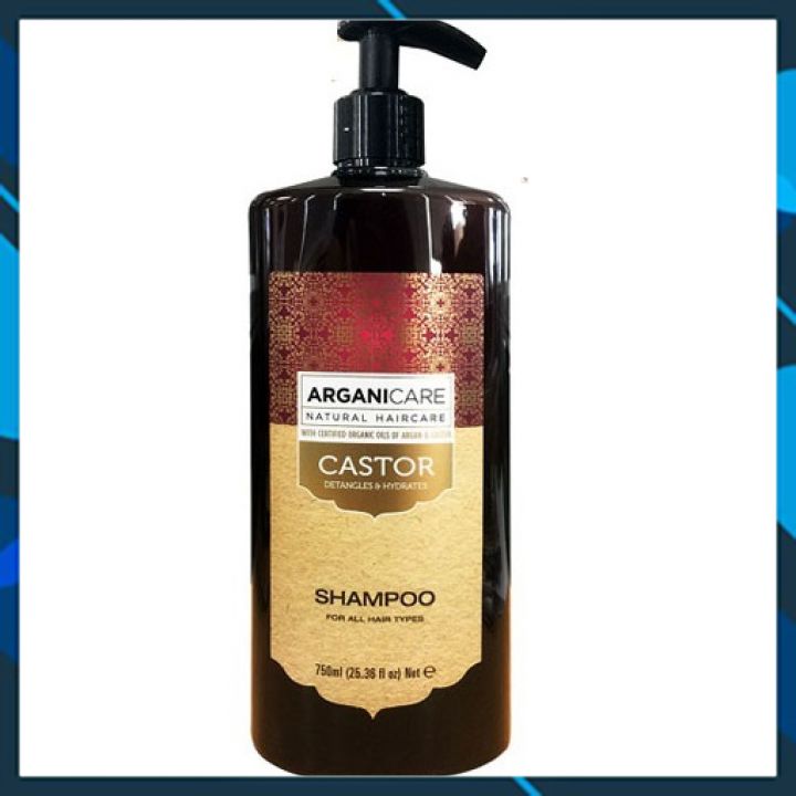 Dầu Gội Bóng Mượt, Phục Hồi &amp; Chống Rụng ARGANICARE CASTOR SHAMPOO 750ml Israel