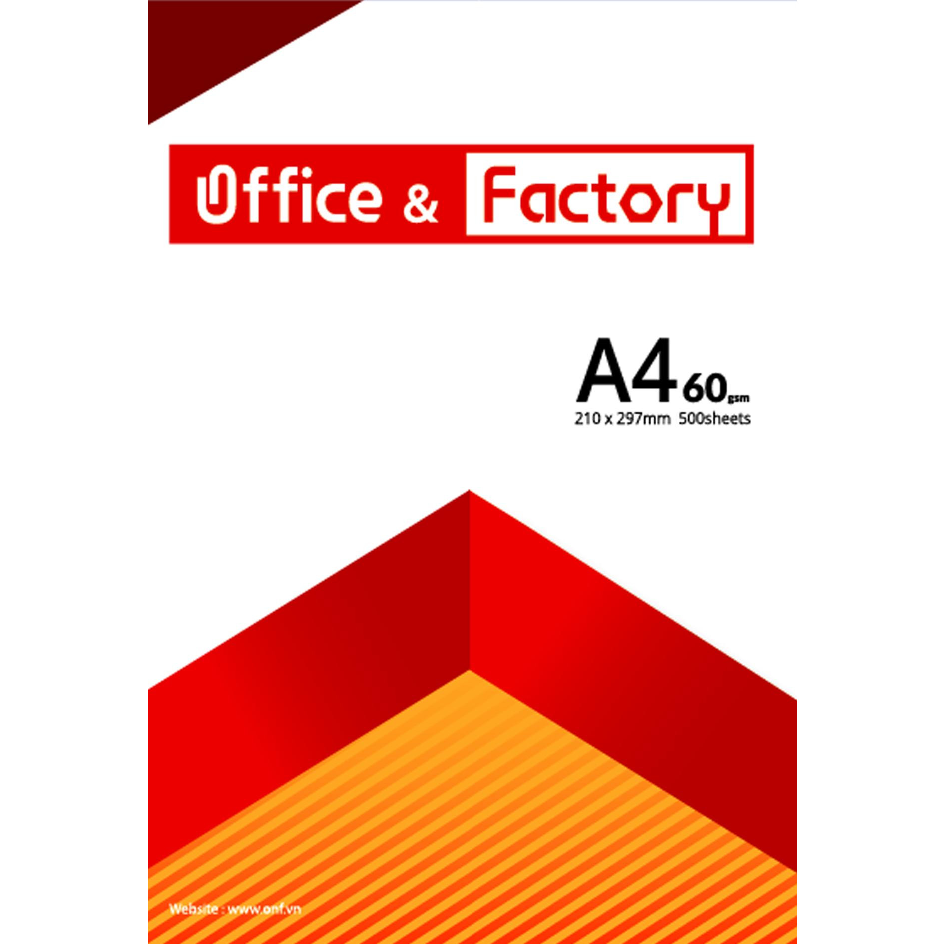 Giấy In cao cấp O&amp;F (Office &amp; Factory), size A4, định lượng 60gsm, 500 tờ/ Ream